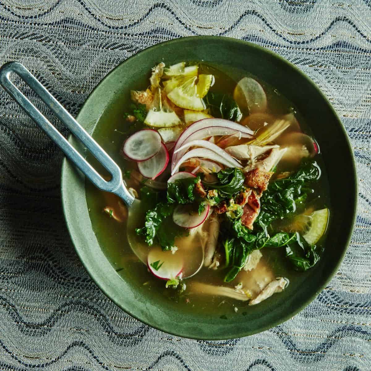 A warming delight featuring slow cooker chicken stew with kale.