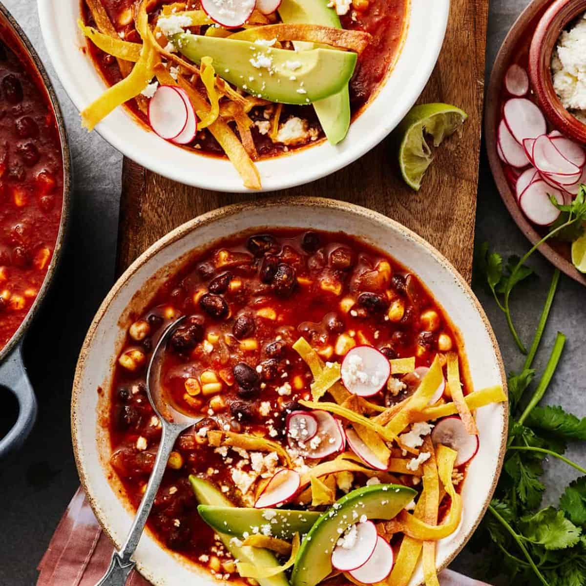 A hearty treat with vegetarian tortilla soup.