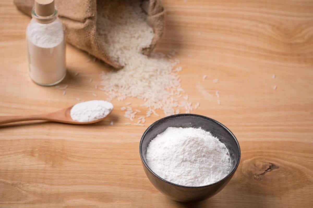 jasmine white rice in sack and rice flour