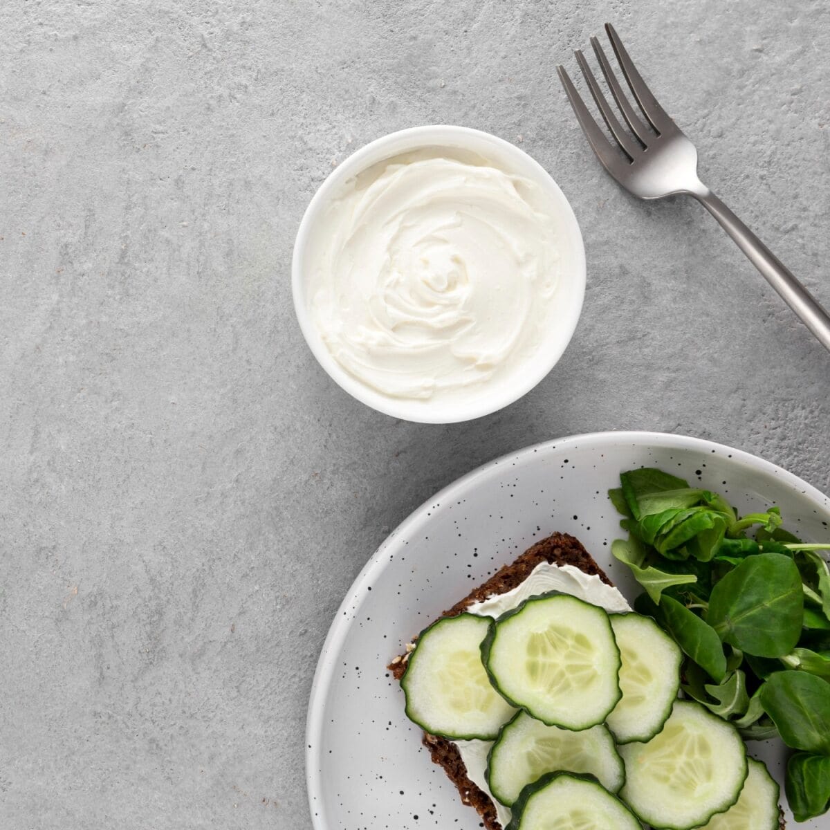 view sandwich with cucumbers and greek yogurt