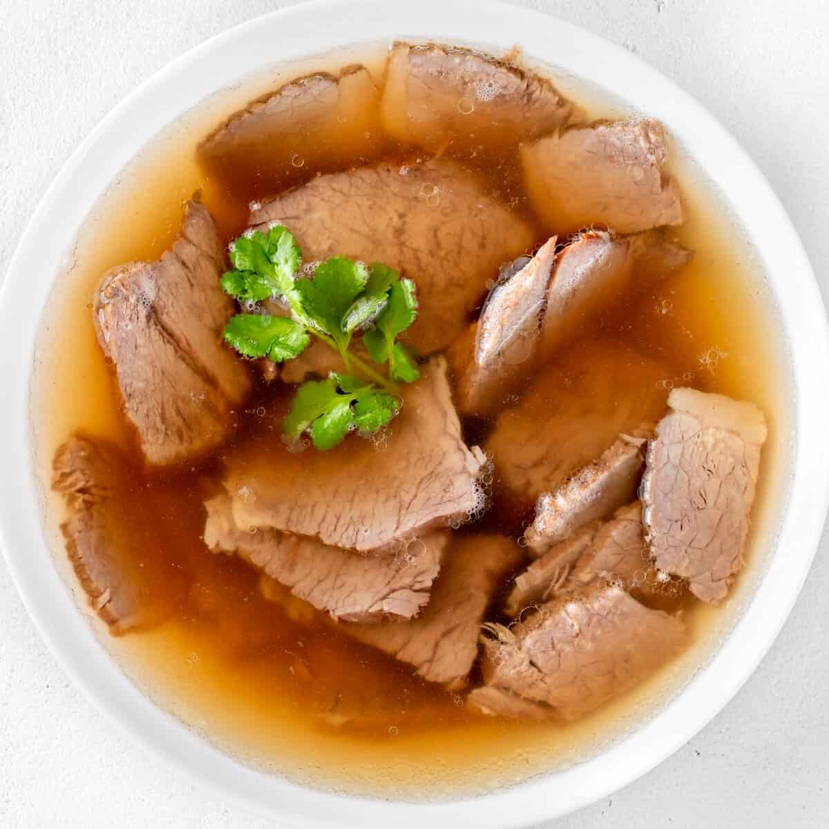 bowl of beef broth