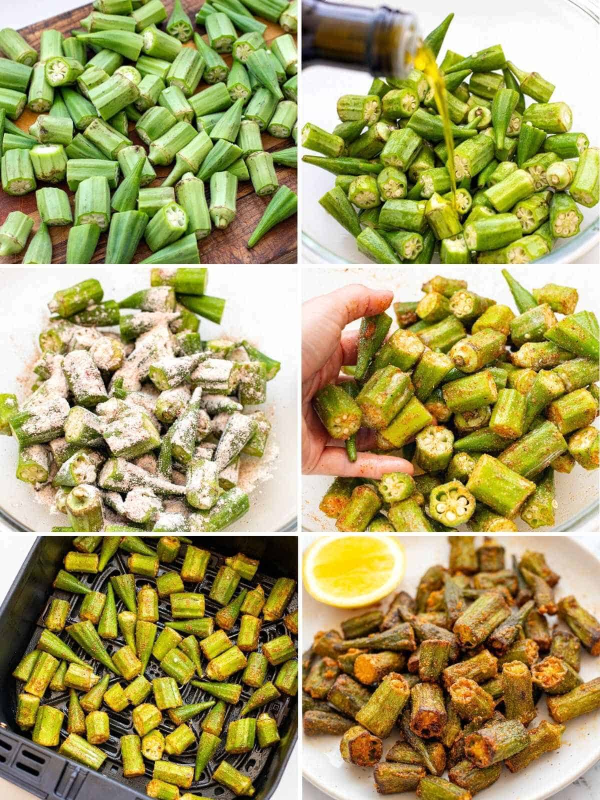 step by step how to do air fry okra beans