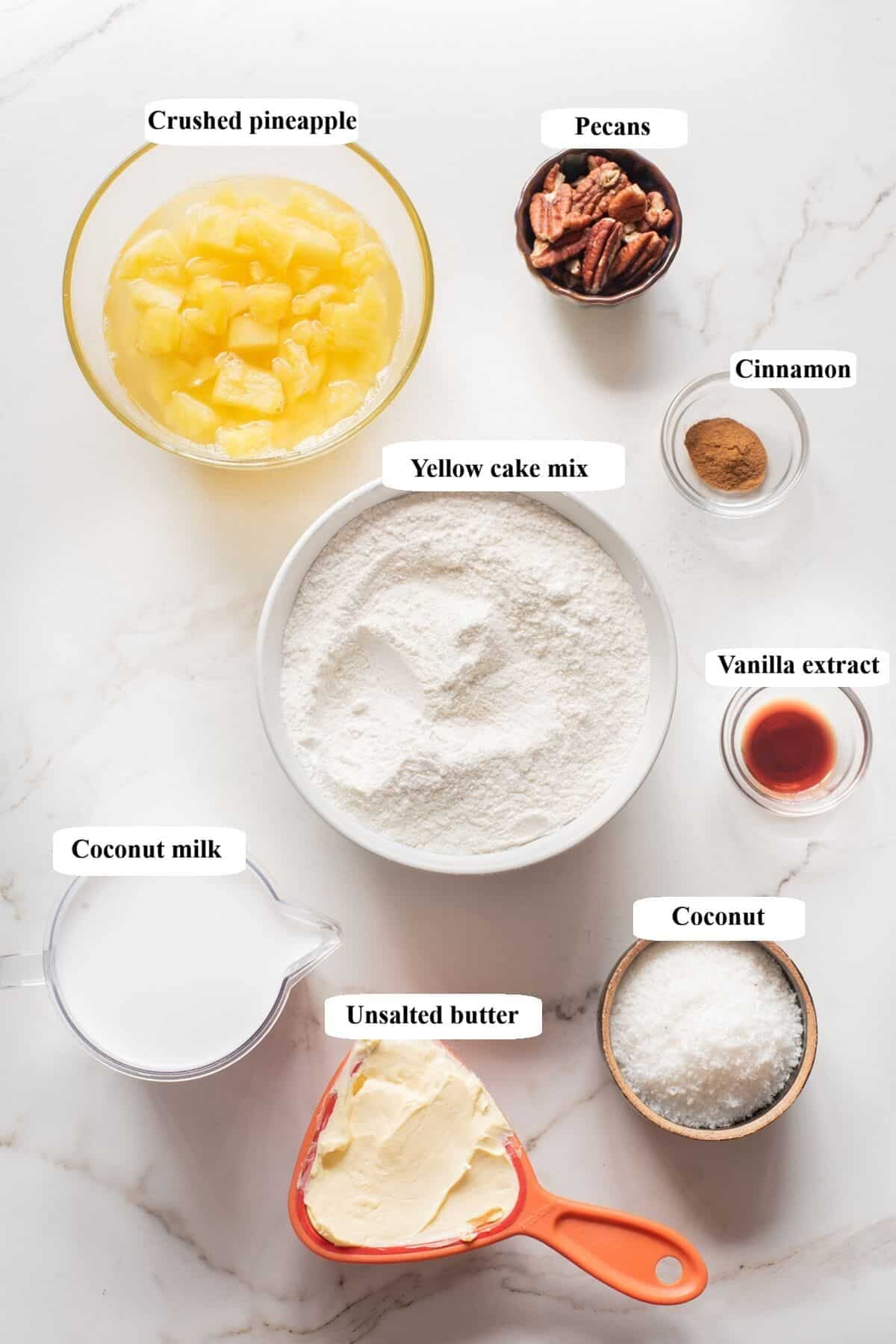coconut pineapple dump cake ingredients list