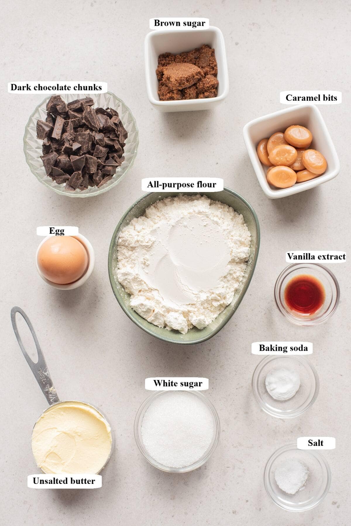 salted caramel chocolate chunk cookies ingredients list