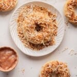 toasted coconut donuts with lychee glaze