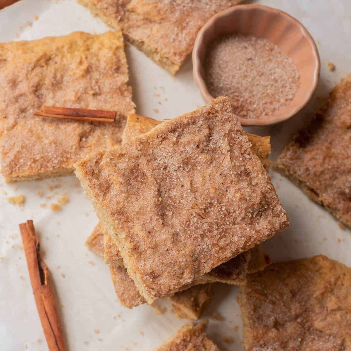 top view of cinnamon sugar blondies