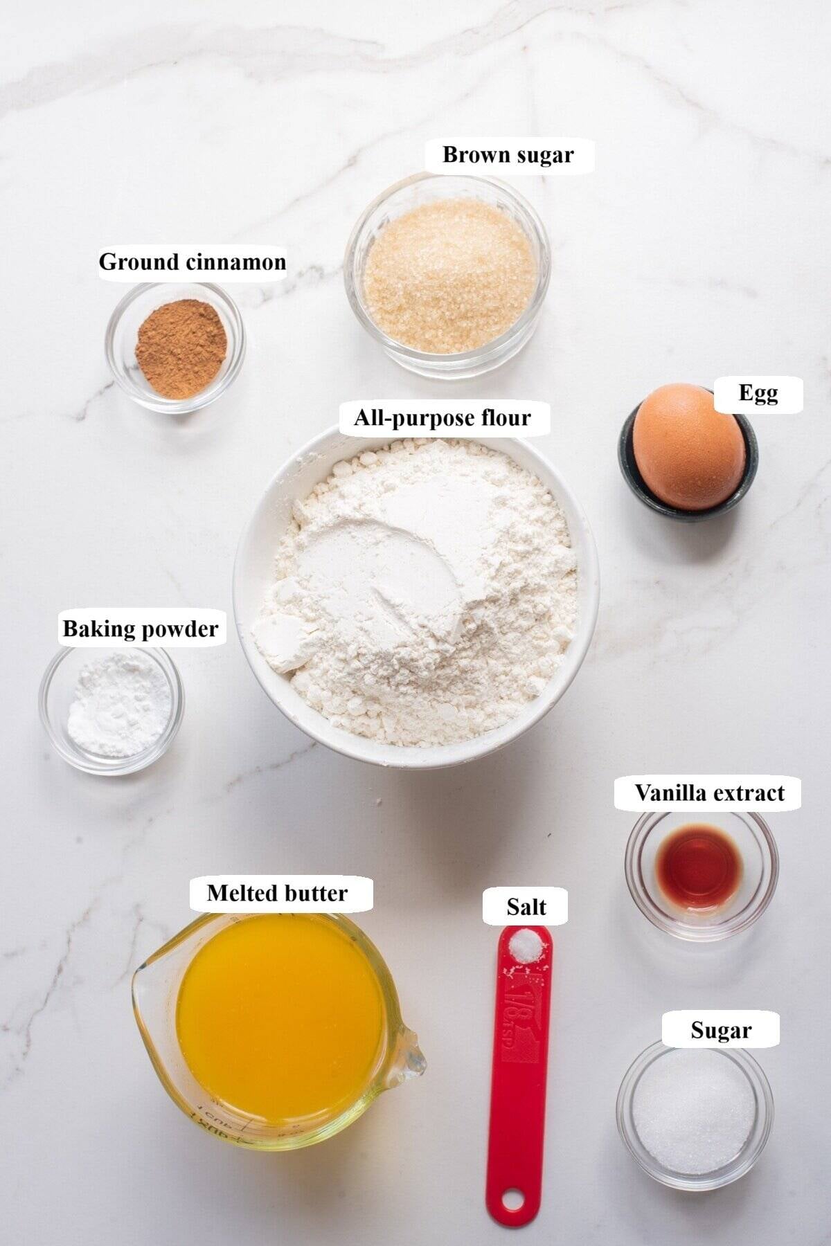 cinnamon sugar blondies - ingredients list