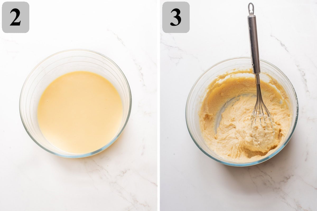 Whisk sugar, butter, egg, yogurt, and vanilla, then gently fold in dry ingredients until just combined.