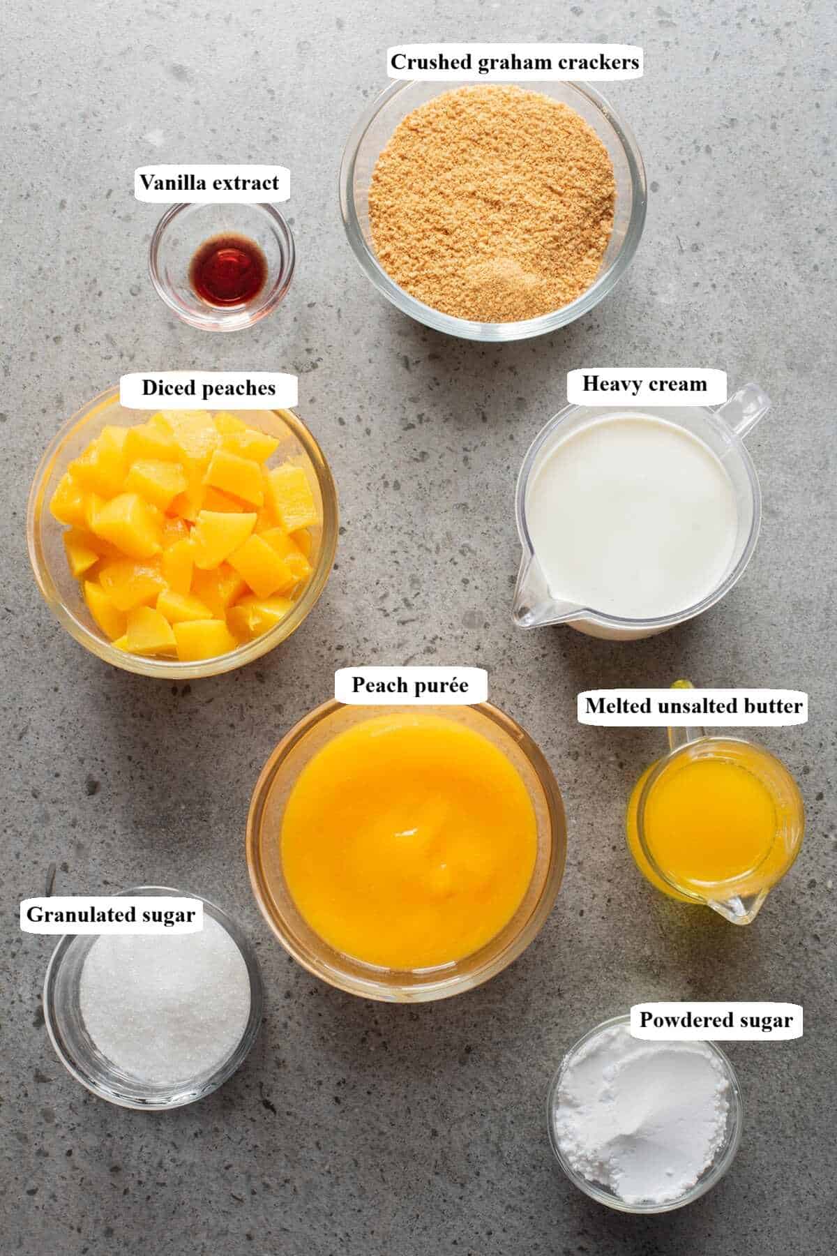 no-bake peach icebox pie - ingredients list