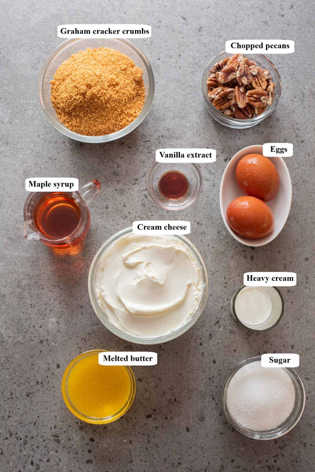 pecan pie cheesecake - ingredients list