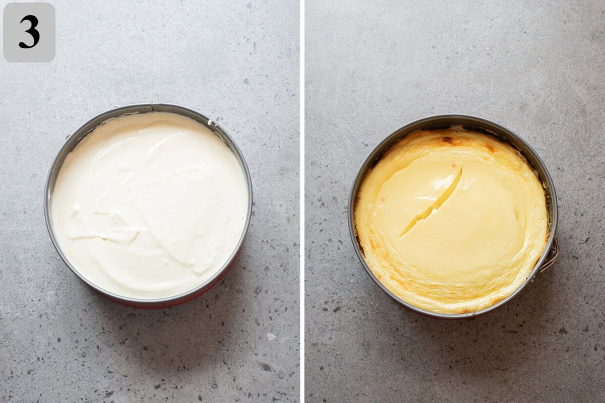 Pour filling over the crust, bake until set with a slight jiggle