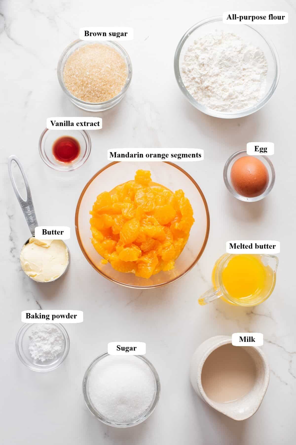 upside down mandarin cake - ingredients list