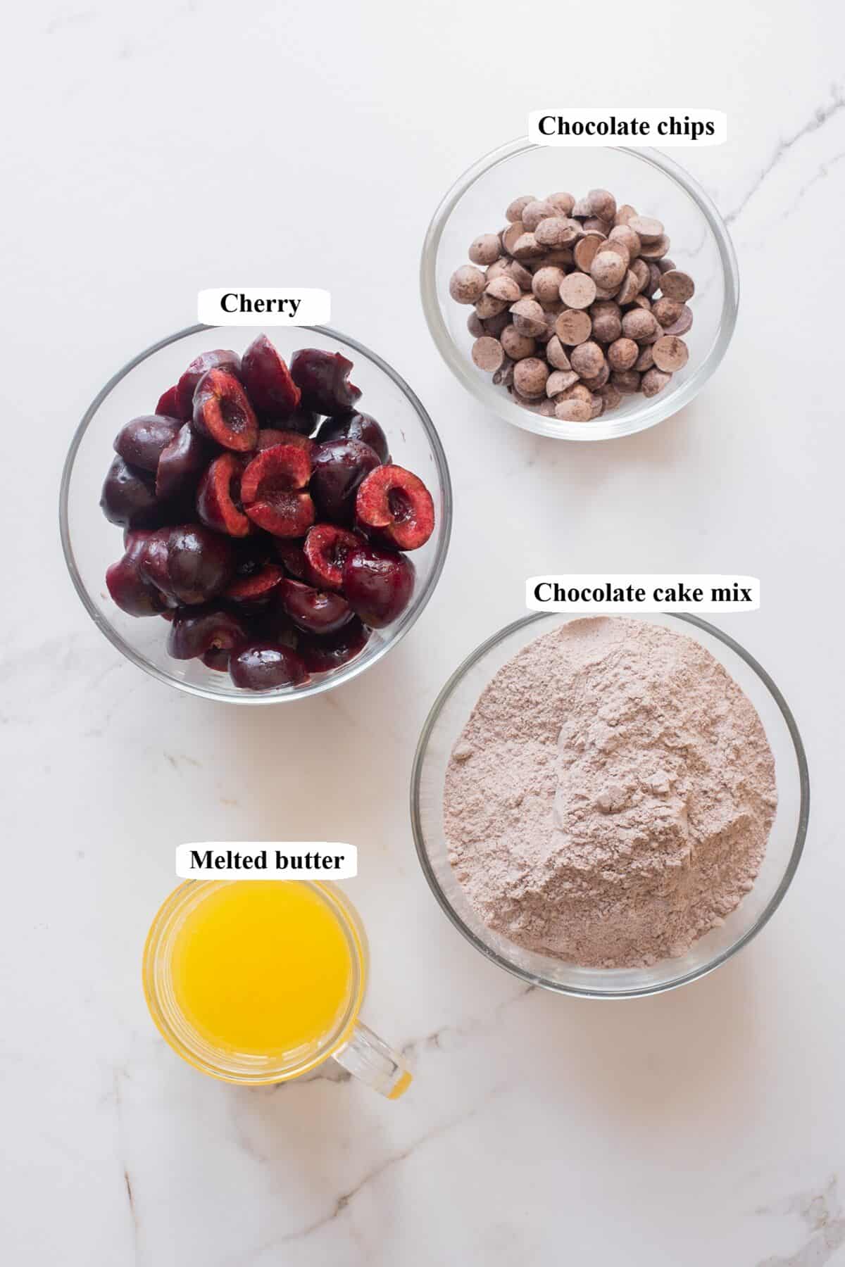 cherry chocolate dump cake - ingredients list