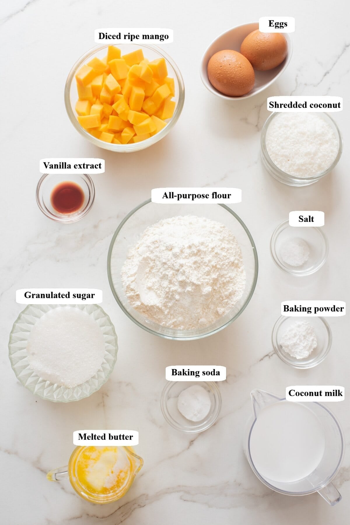 coconut mango muffins - ingredients-list