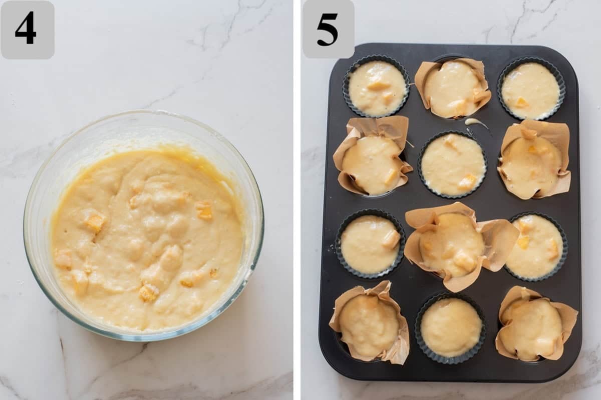 make the batter and fill the muffin tin