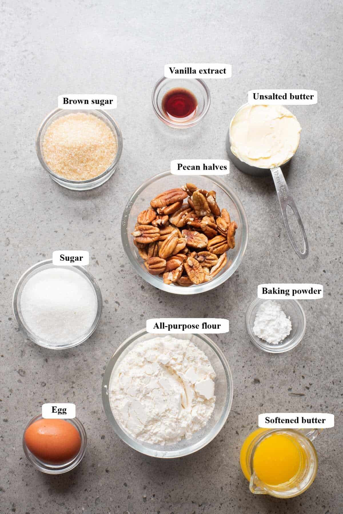 upside down pecan cake - ingredients list