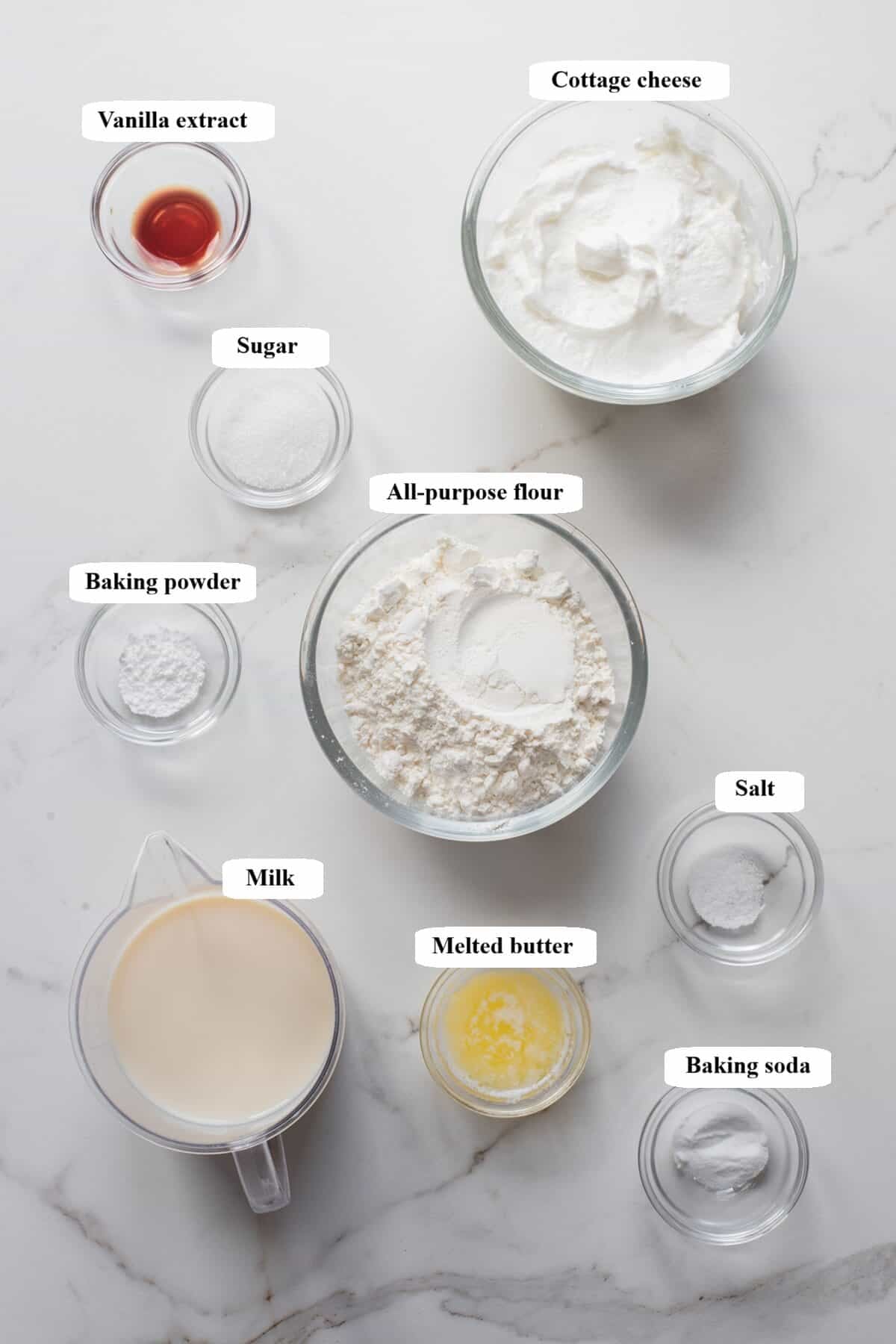 cottage cheese pancakes recipe no eggs - ingredients list