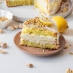 lemon pistachio cake with frosting