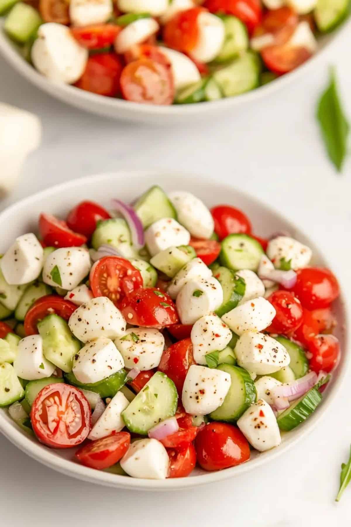 Fresh Cucumber Caprese Salad