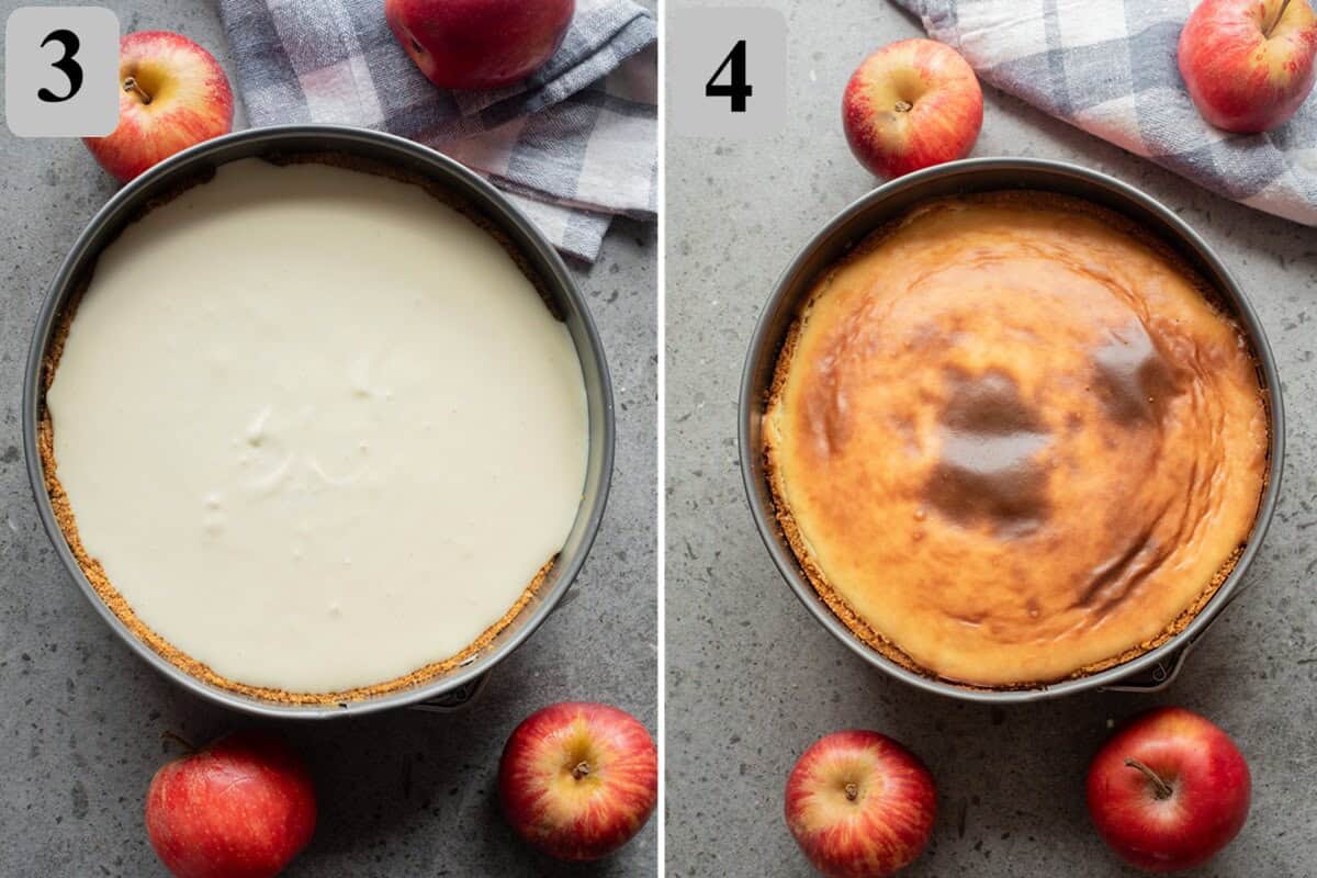 Mix filling, pour over crust, and bake until just set with a slight jiggle.
