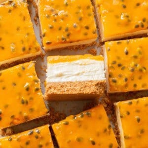 mango passion fruit cheesecake bars no bake