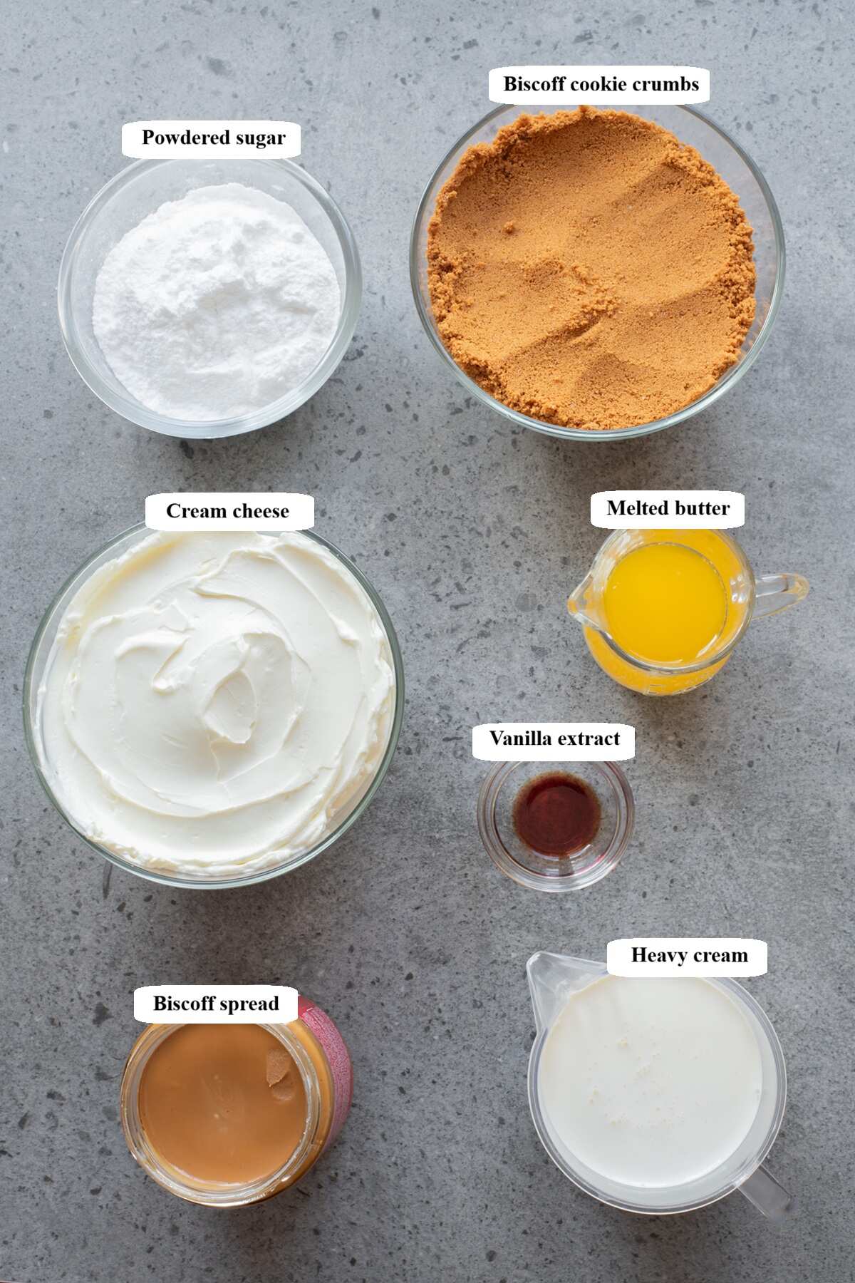 no bake biscoff cheesecake - ingridients list