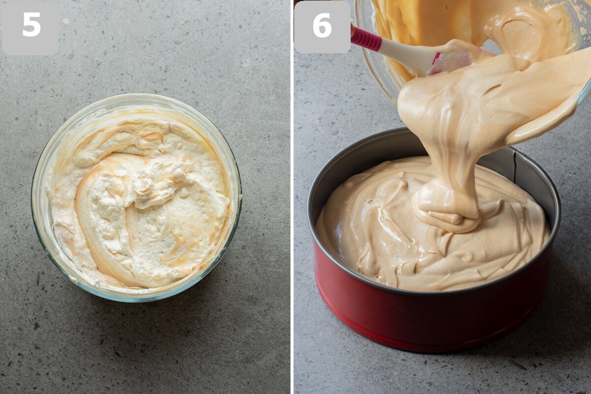 Fold whipped cream into the Biscoff mixture, spread over the crust, and chill until set.