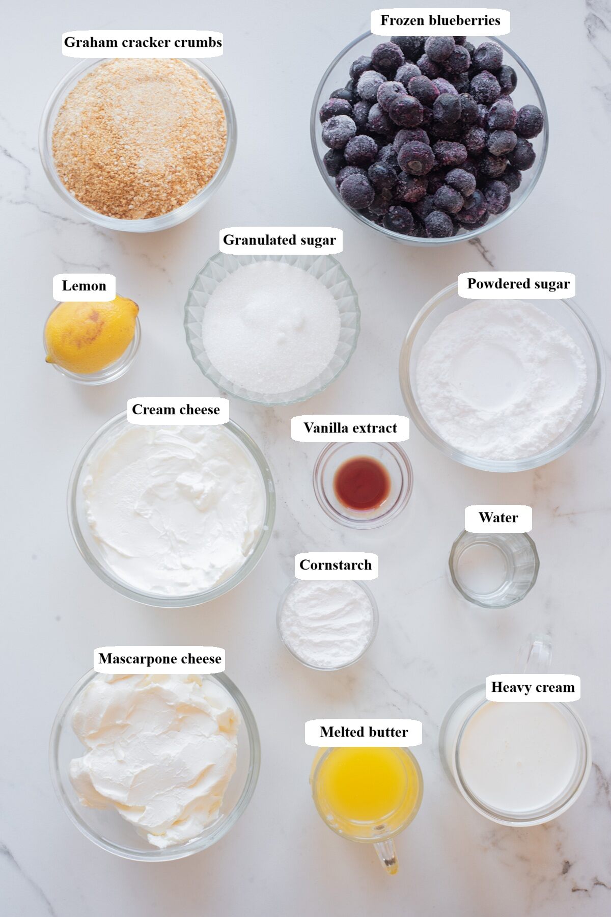 no-bake mascarpone cheesecake - ingredients list