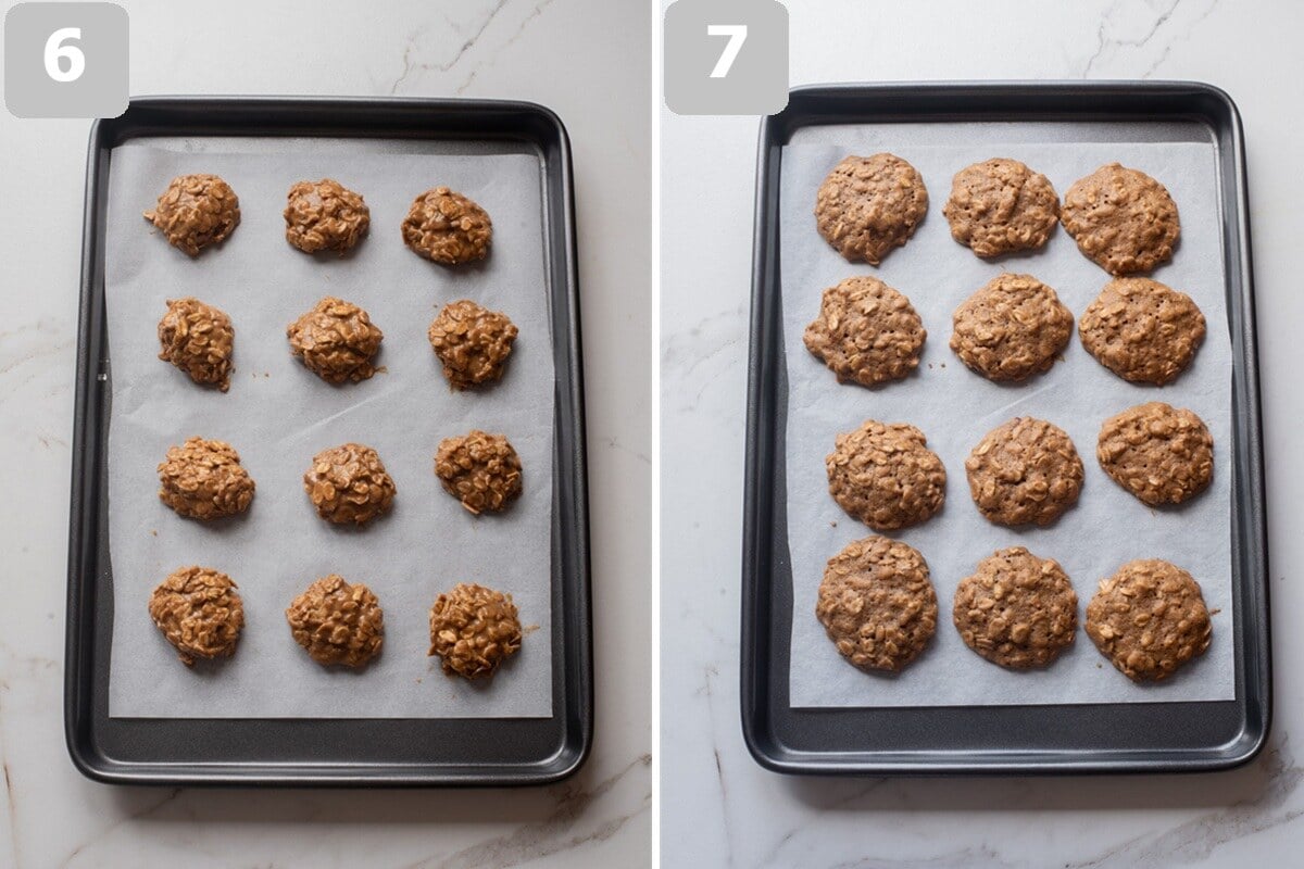 Scoop and slightly flatten the dough, then bake until the edges are golden and the centers are soft.