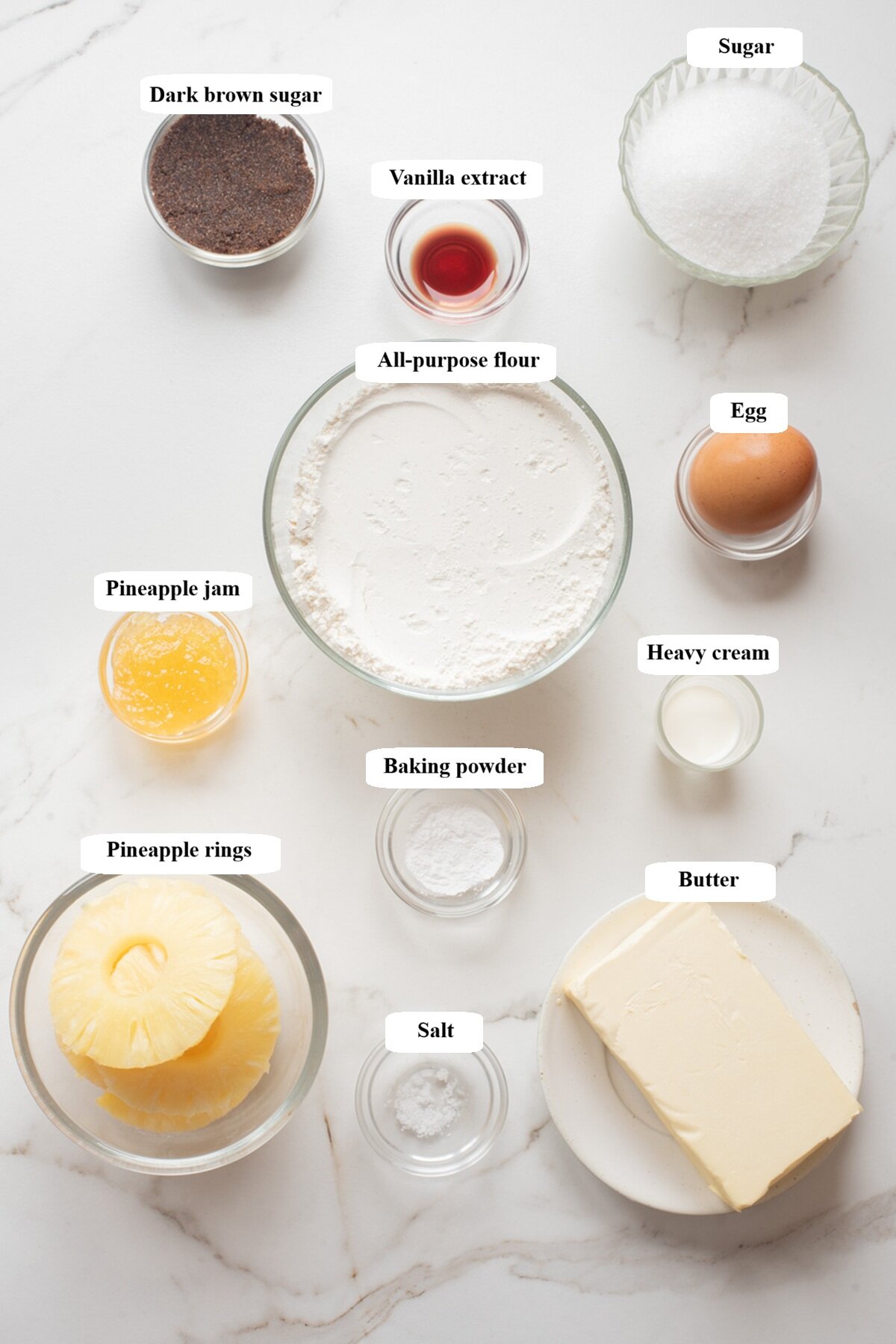 pineapple upside down cookies - ingredients list