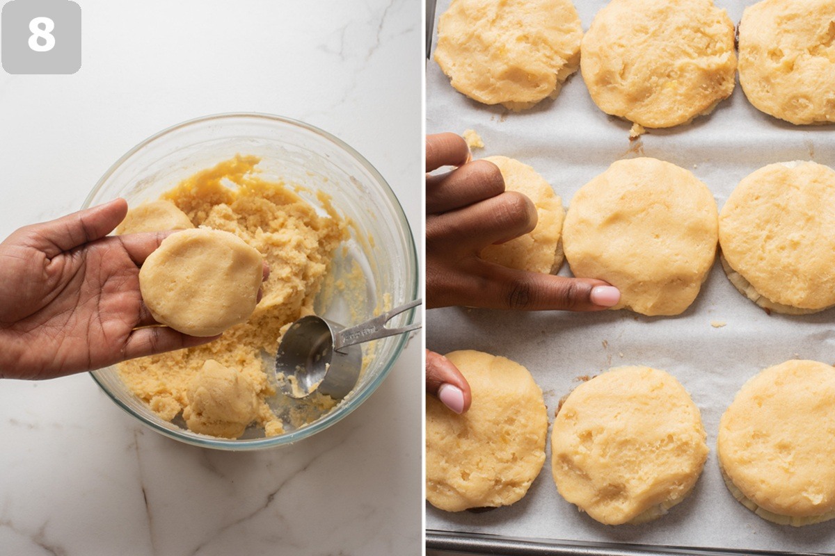 Shape dough into balls, flatten slightly.