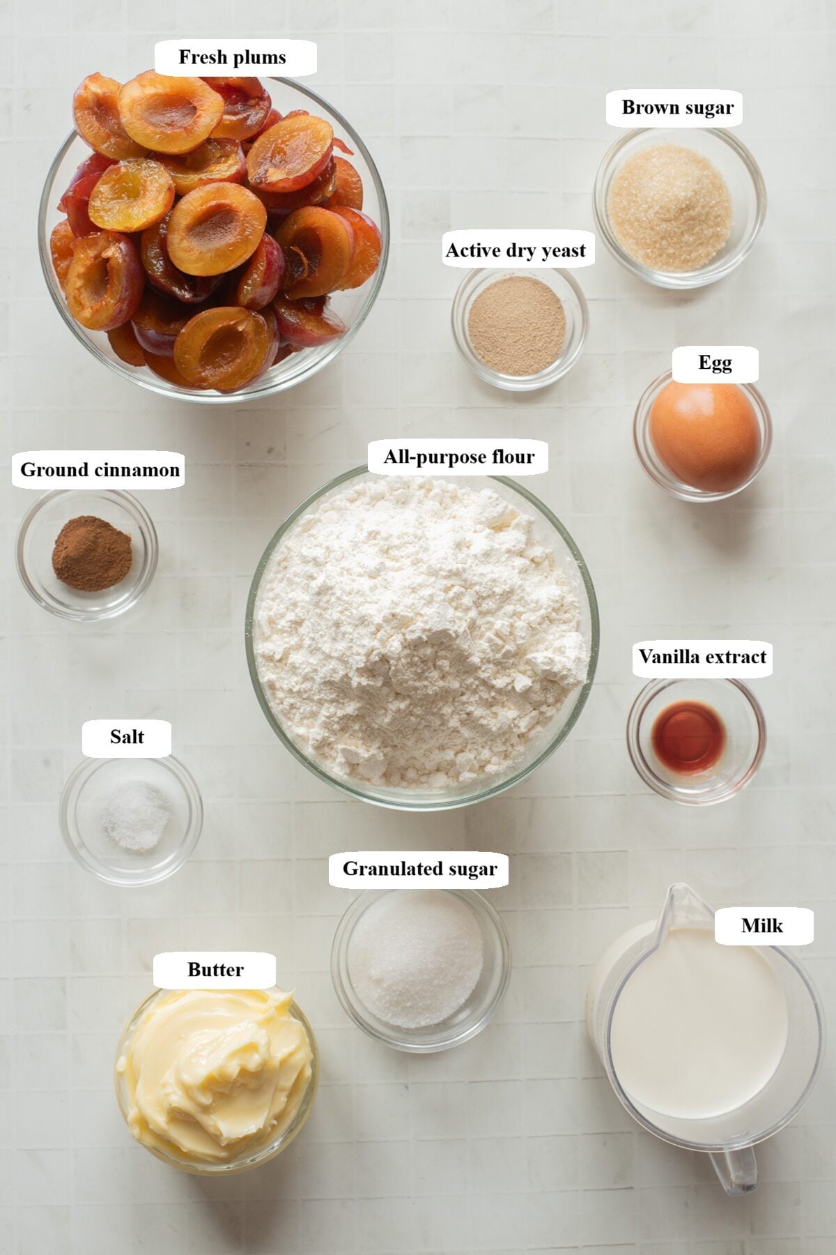 german plum cake pflaumenkuchen - ingredients list
