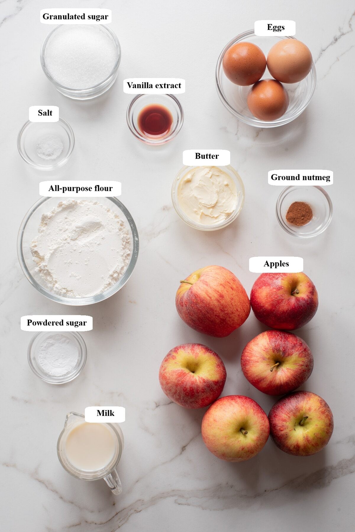 invisible apple cake -ingredients list