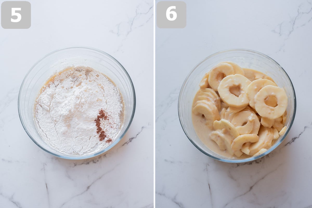 Mix in the dry ingredients, then gently fold in the apples until coated.
