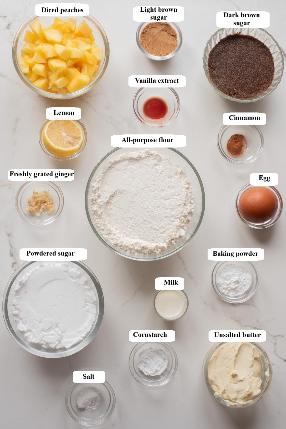 peach cobbler cookies - ingredients list