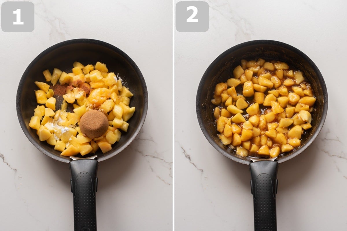 Cook the peaches with the remaining filling ingredients until thick and jammy.