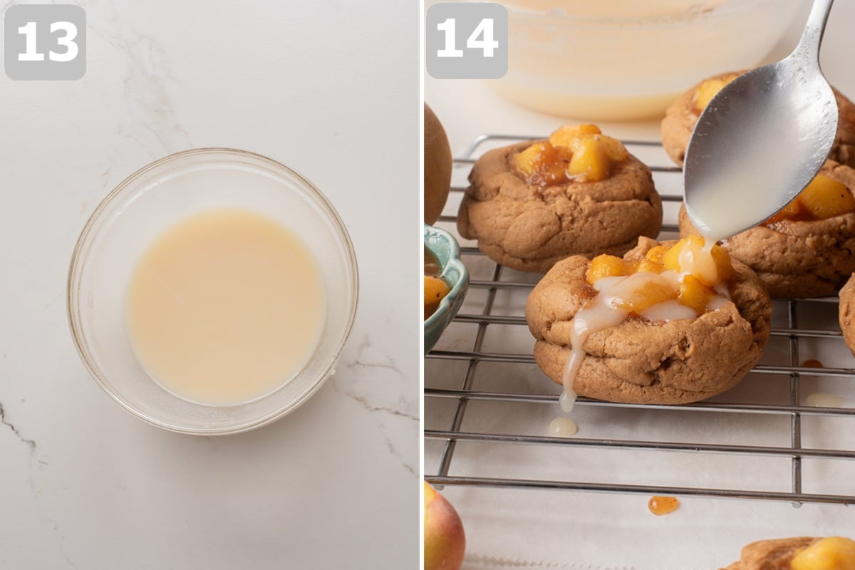 Whisk the glaze until smooth, then drizzle it over the cooled cookies.