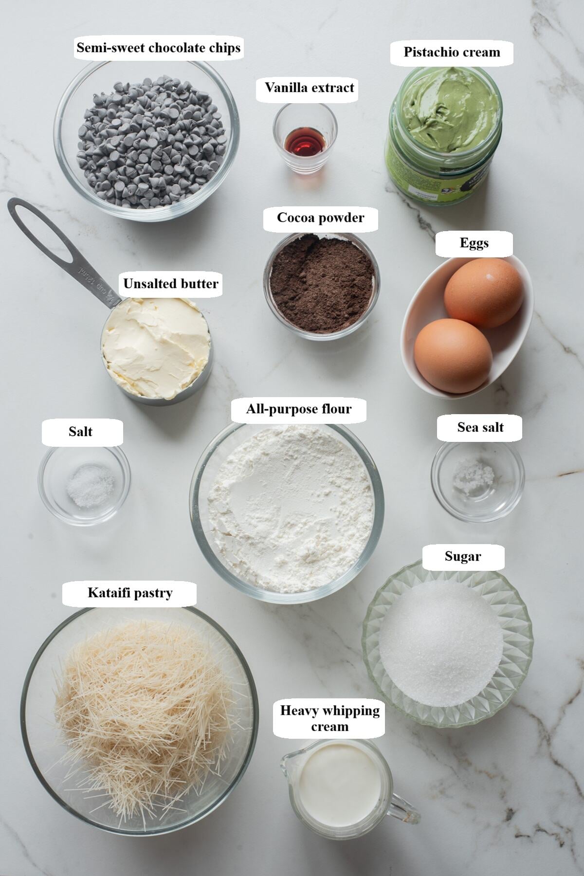 pistachio brownies -ingredients list