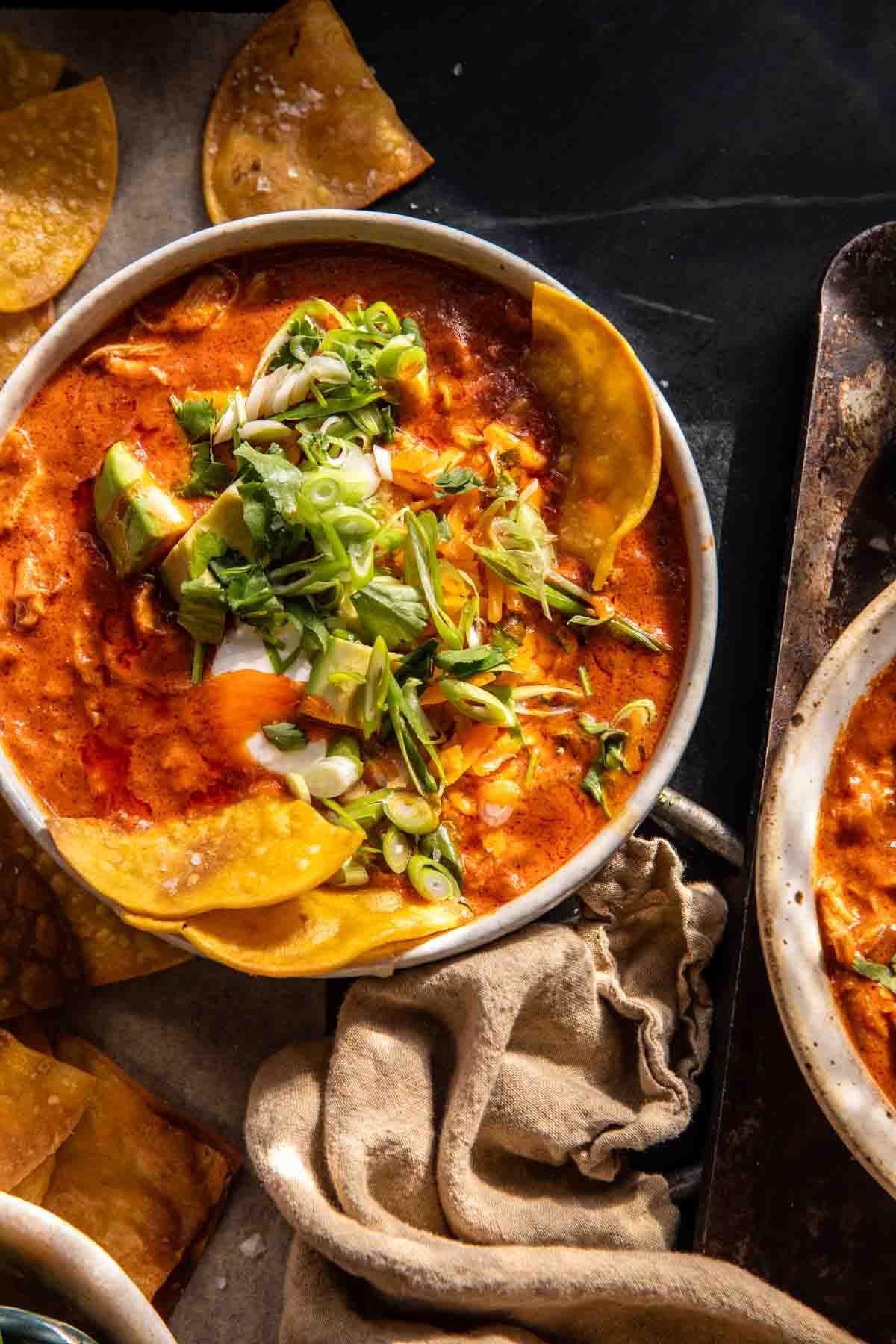 Crockpot Buffalo Chicken Chili.