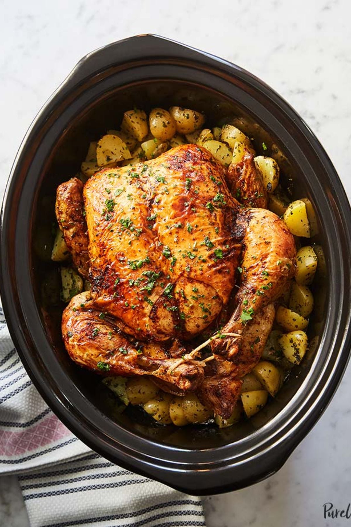 Slow-Cooker Whole Chicken with Potatoes