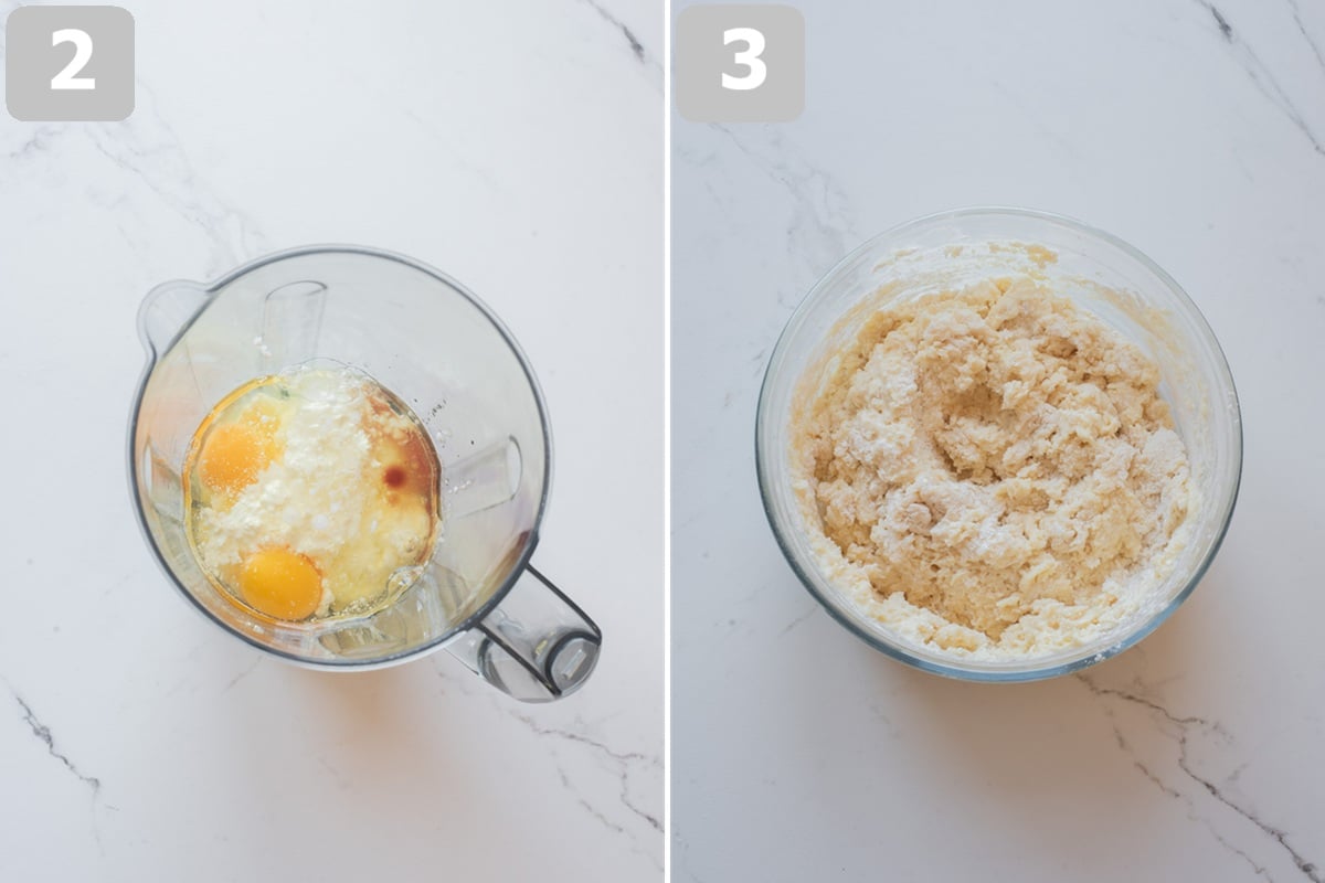 Blend the wet ingredients until smooth, then gently fold them into the dry ingredients until just combined.