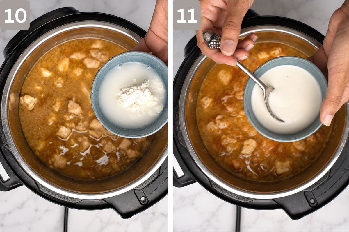 cornstarch mixture before being mixed and then mixed and added to the pot