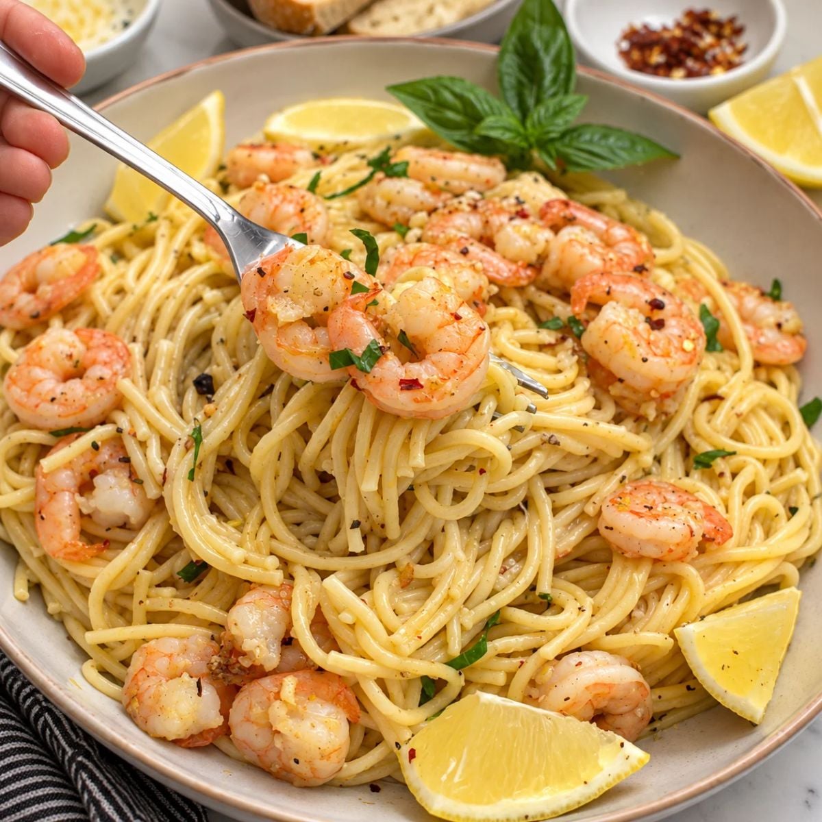 shrimp scampi pasta serbing suggestions